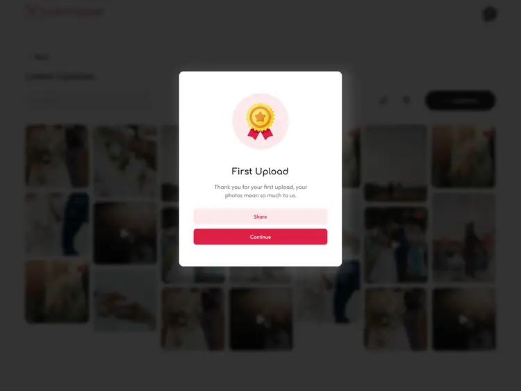 Pop-up notification with gold medal congratulating user